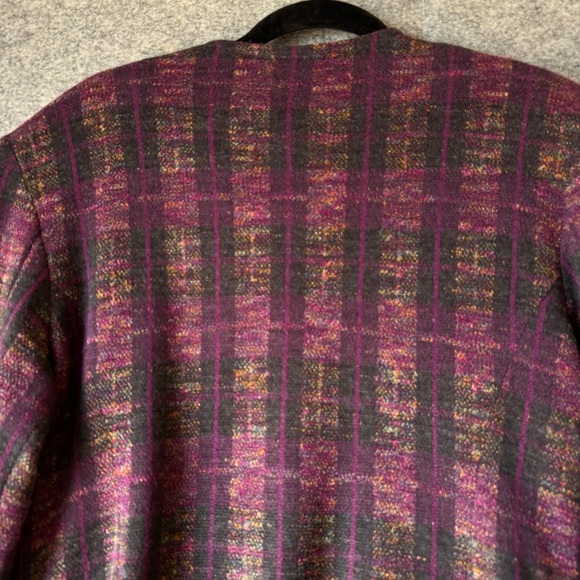 Giovannozzi Purple Plaid Gold Buttons Wool Blazer Made in Italy Size 12 - Picture 12 of 14